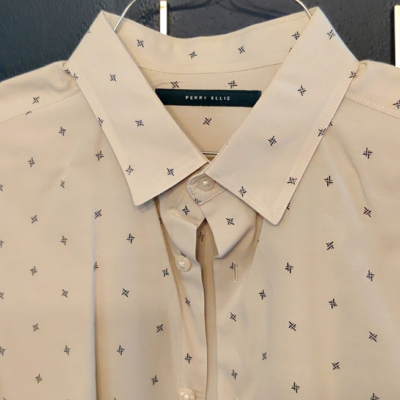 Perry Ellis contemporary men's button down patterned shirt, size Large - Picture 1 of 5